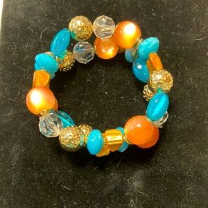 Costume Bead Bracelet for Women matches Peach turquoise -Good Preowned Condition